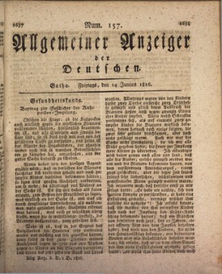 Allgemeiner Anzeiger der Deutschen Freitag 14. Juni 1816