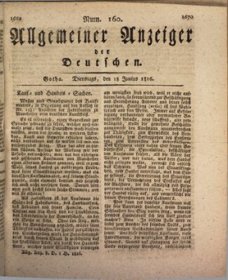 Allgemeiner Anzeiger der Deutschen Dienstag 18. Juni 1816