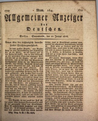 Allgemeiner Anzeiger der Deutschen Samstag 22. Juni 1816