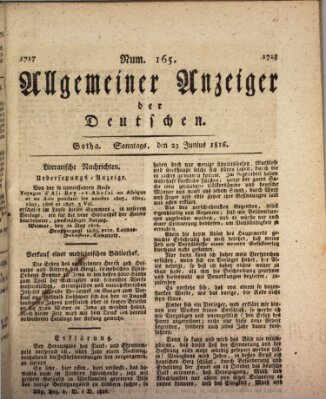 Allgemeiner Anzeiger der Deutschen Sonntag 23. Juni 1816