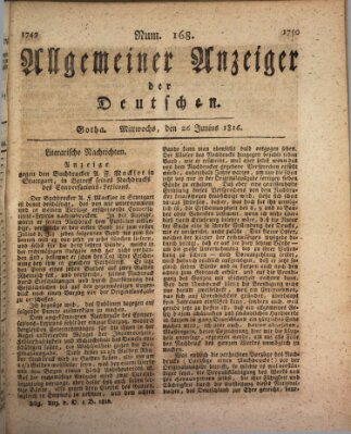 Allgemeiner Anzeiger der Deutschen Mittwoch 26. Juni 1816