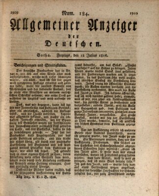 Allgemeiner Anzeiger der Deutschen Freitag 12. Juli 1816