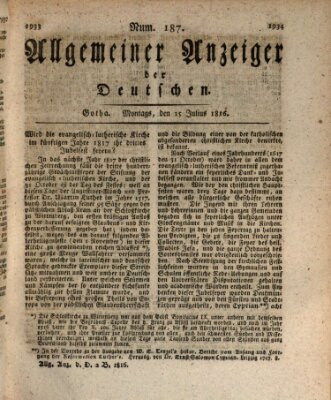 Allgemeiner Anzeiger der Deutschen Montag 15. Juli 1816