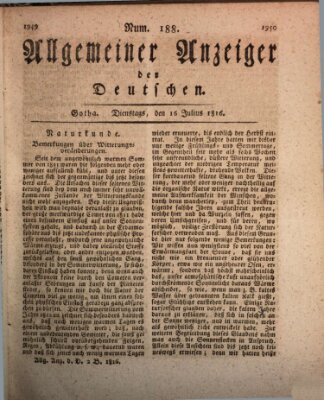 Allgemeiner Anzeiger der Deutschen Dienstag 16. Juli 1816