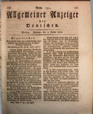 Allgemeiner Anzeiger der Deutschen Freitag 19. Juli 1816