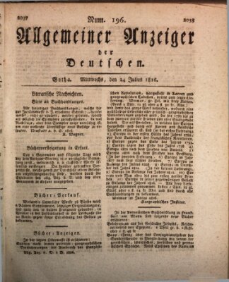 Allgemeiner Anzeiger der Deutschen Mittwoch 24. Juli 1816