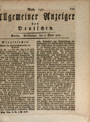 Allgemeiner Anzeiger der Deutschen Donnerstag 25. Juli 1816