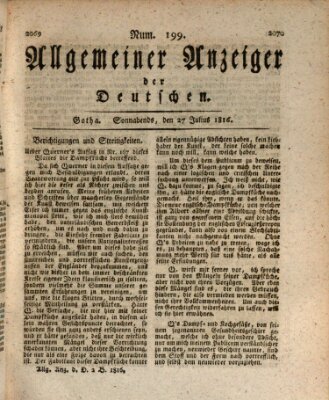 Allgemeiner Anzeiger der Deutschen Samstag 27. Juli 1816