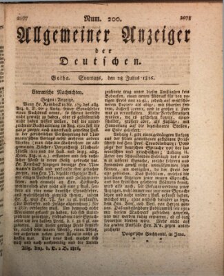 Allgemeiner Anzeiger der Deutschen Sonntag 28. Juli 1816