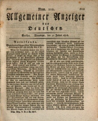 Allgemeiner Anzeiger der Deutschen Dienstag 30. Juli 1816