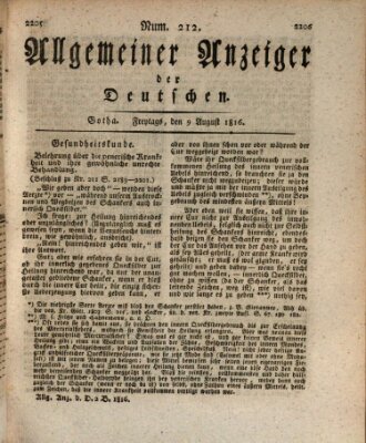 Allgemeiner Anzeiger der Deutschen Freitag 9. August 1816