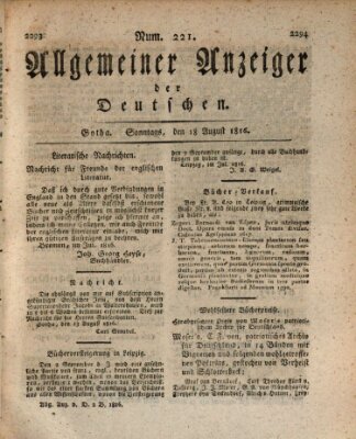 Allgemeiner Anzeiger der Deutschen Sonntag 18. August 1816