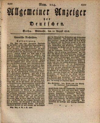 Allgemeiner Anzeiger der Deutschen Mittwoch 21. August 1816