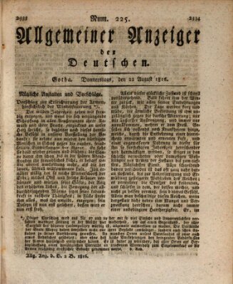 Allgemeiner Anzeiger der Deutschen Donnerstag 22. August 1816