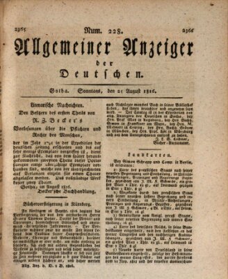 Allgemeiner Anzeiger der Deutschen Sonntag 25. August 1816