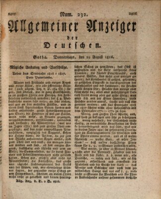 Allgemeiner Anzeiger der Deutschen Donnerstag 29. August 1816