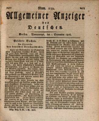 Allgemeiner Anzeiger der Deutschen Donnerstag 5. September 1816