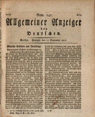 Allgemeiner Anzeiger der Deutschen Freitag 13. September 1816