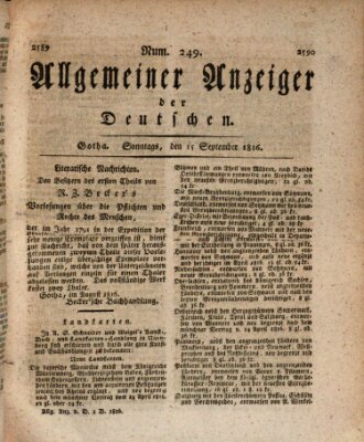 Allgemeiner Anzeiger der Deutschen Sonntag 15. September 1816