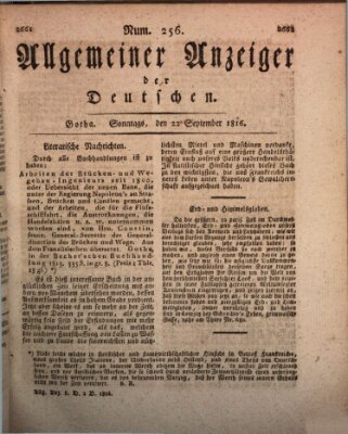 Allgemeiner Anzeiger der Deutschen Sonntag 22. September 1816