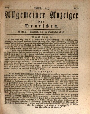 Allgemeiner Anzeiger der Deutschen Montag 23. September 1816