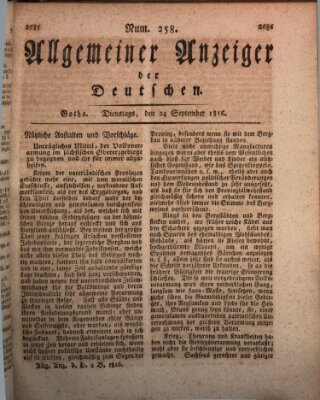 Allgemeiner Anzeiger der Deutschen Dienstag 24. September 1816