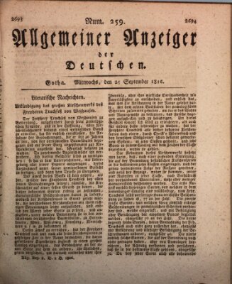 Allgemeiner Anzeiger der Deutschen Mittwoch 25. September 1816