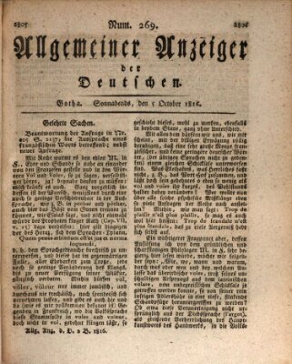 Allgemeiner Anzeiger der Deutschen Samstag 5. Oktober 1816