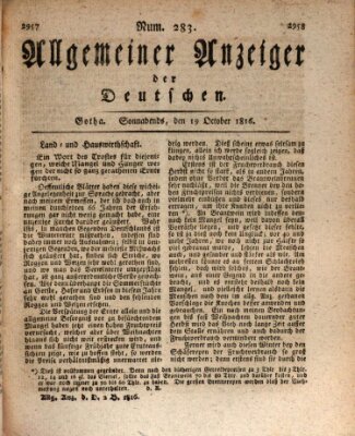 Allgemeiner Anzeiger der Deutschen Samstag 19. Oktober 1816