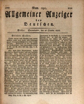 Allgemeiner Anzeiger der Deutschen Samstag 26. Oktober 1816