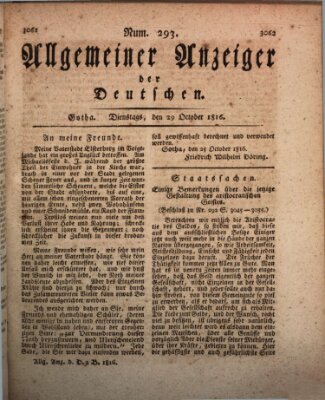 Allgemeiner Anzeiger der Deutschen Dienstag 29. Oktober 1816