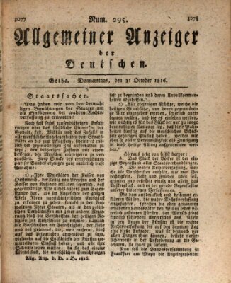 Allgemeiner Anzeiger der Deutschen Donnerstag 31. Oktober 1816