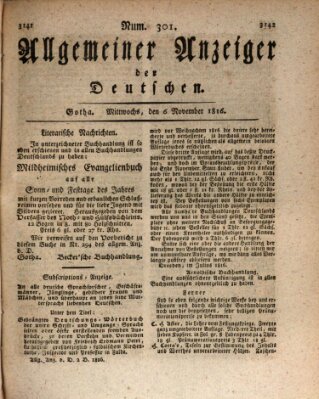 Allgemeiner Anzeiger der Deutschen Mittwoch 6. November 1816