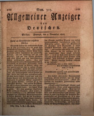 Allgemeiner Anzeiger der Deutschen Freitag 8. November 1816