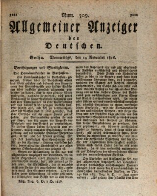 Allgemeiner Anzeiger der Deutschen Donnerstag 14. November 1816