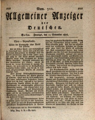 Allgemeiner Anzeiger der Deutschen Freitag 15. November 1816