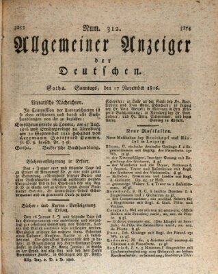 Allgemeiner Anzeiger der Deutschen Sonntag 17. November 1816