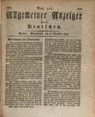 Allgemeiner Anzeiger der Deutschen Samstag 23. November 1816