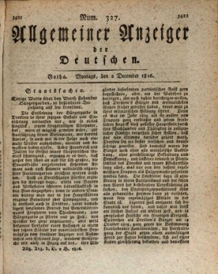 Allgemeiner Anzeiger der Deutschen Montag 2. Dezember 1816