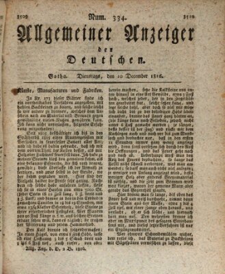 Allgemeiner Anzeiger der Deutschen Dienstag 10. Dezember 1816