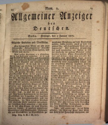 Allgemeiner Anzeiger der Deutschen Freitag 3. Januar 1817