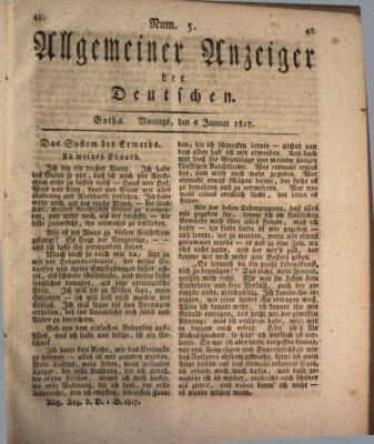 Allgemeiner Anzeiger der Deutschen Montag 6. Januar 1817