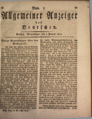 Allgemeiner Anzeiger der Deutschen Donnerstag 9. Januar 1817