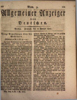 Allgemeiner Anzeiger der Deutschen Freitag 10. Januar 1817