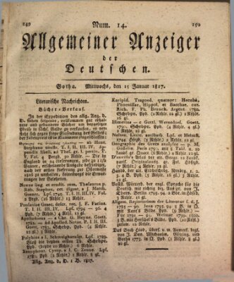 Allgemeiner Anzeiger der Deutschen Mittwoch 15. Januar 1817