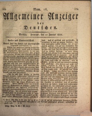 Allgemeiner Anzeiger der Deutschen Freitag 17. Januar 1817