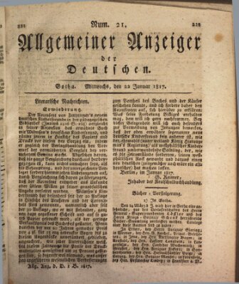 Allgemeiner Anzeiger der Deutschen Mittwoch 22. Januar 1817