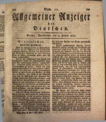 Allgemeiner Anzeiger der Deutschen Donnerstag 23. Januar 1817