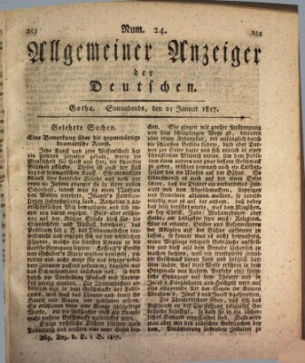 Allgemeiner Anzeiger der Deutschen Samstag 25. Januar 1817