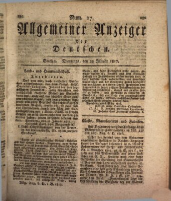 Allgemeiner Anzeiger der Deutschen Dienstag 28. Januar 1817